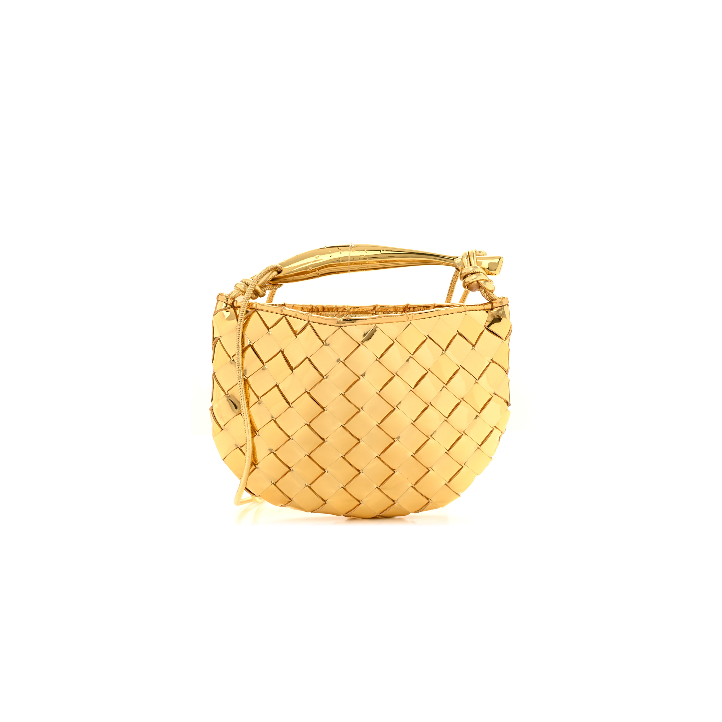 BOTTEGA VENETA MIRROR LAMINATED NAPPA INTRECCIATO MINI SARDINE BAG GOLD (20*14*3cm)